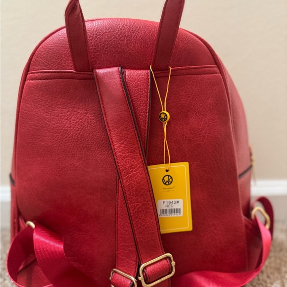 Red and Gold Modern Leather Backpack - Picture 2 of 2